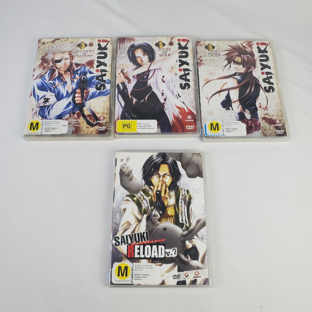 Saiyuki DVD Mixed Lot of 4 Discs - RELOAD Vol. 7 & Saiyuki Vols 7-8, 12 Preowned